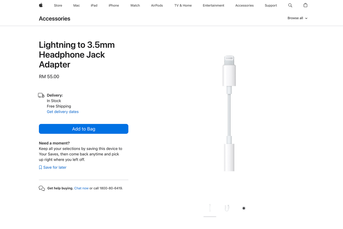 Apple Lightning to 3.5mm Headphone Jack Adapter