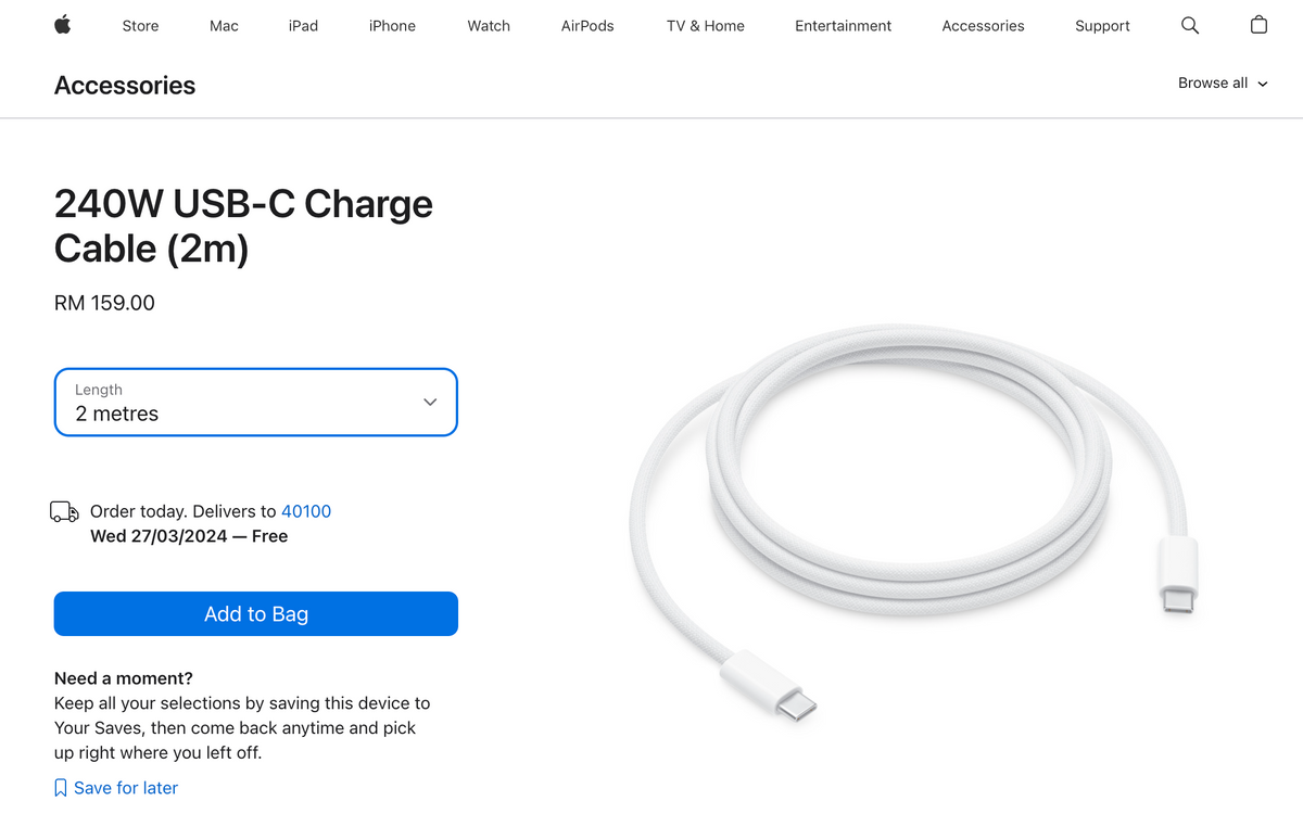 Apple 60W USB-C Charge Cable