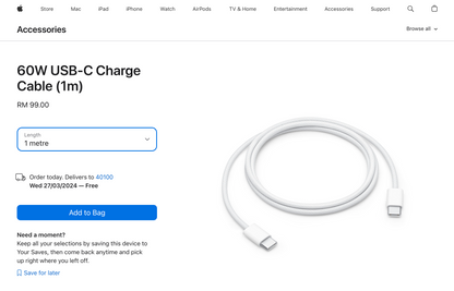 Apple 60W USB-C Charge Cable
